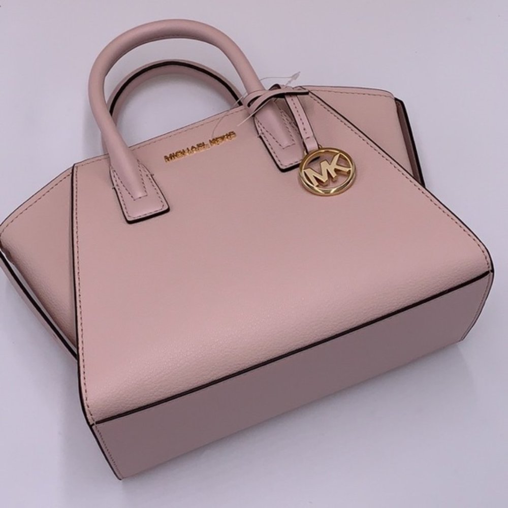 Michael Kors Avril Small Leather Top-Zip Satchel Powder Blush color - Picture 4 of 16